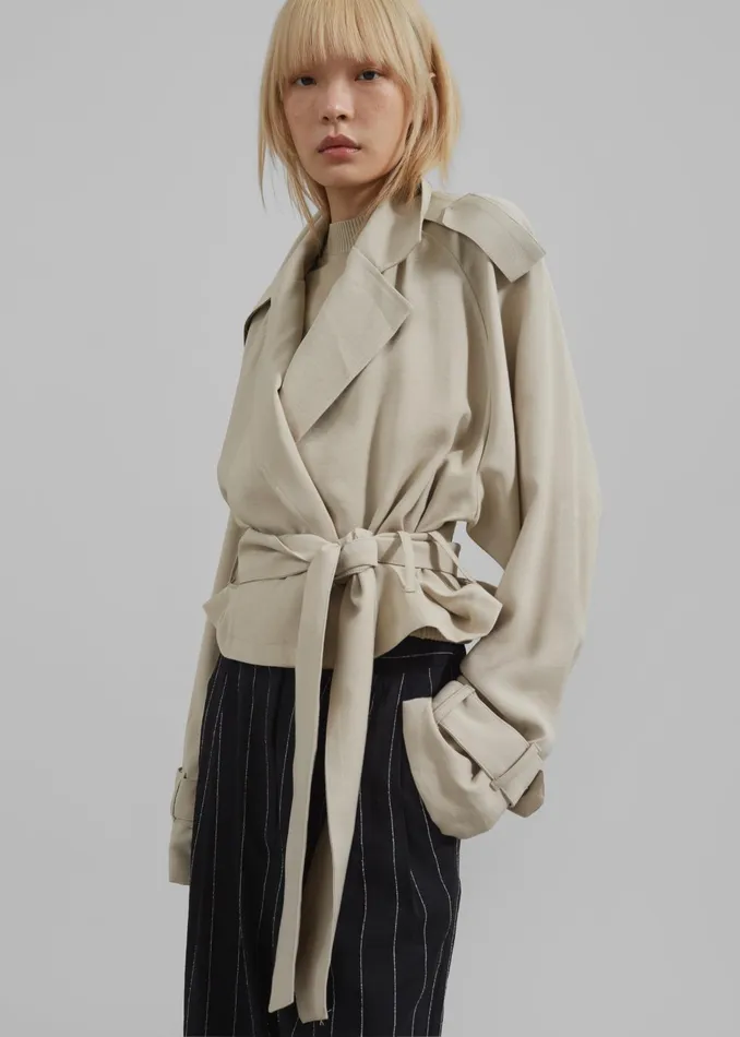 The Frankie Shop Outerwear Faven Cropped Trench 8211 Beige 8211 Women