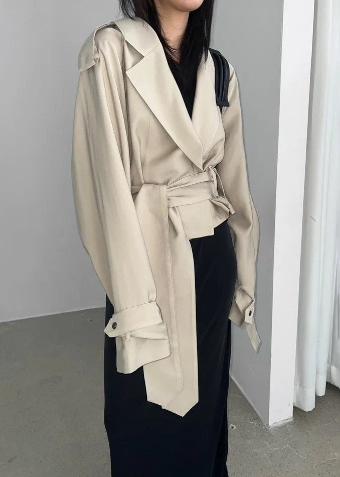 The Frankie Shop Outerwear Faven Cropped Trench 8211 Beige 8211 Women