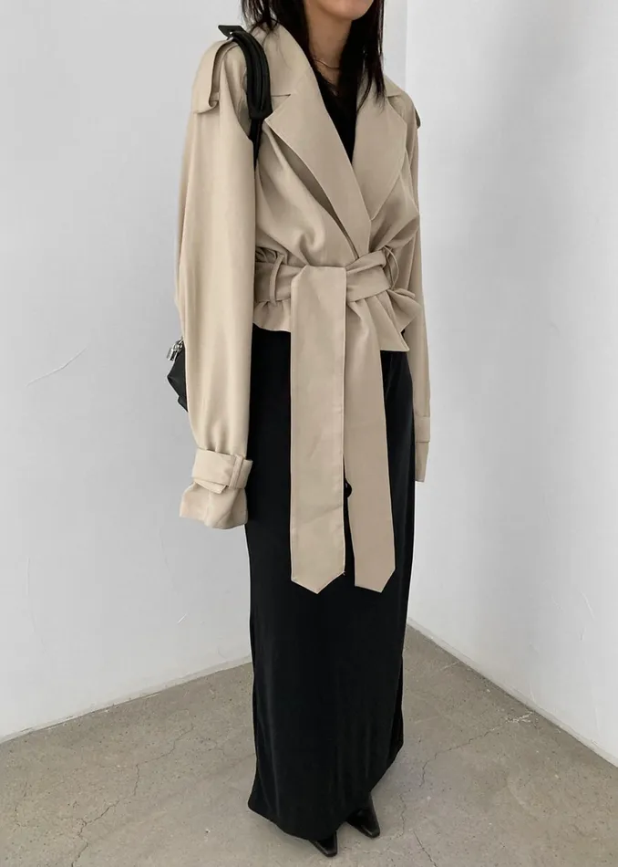The Frankie Shop Outerwear Faven Cropped Trench 8211 Beige 8211 Women