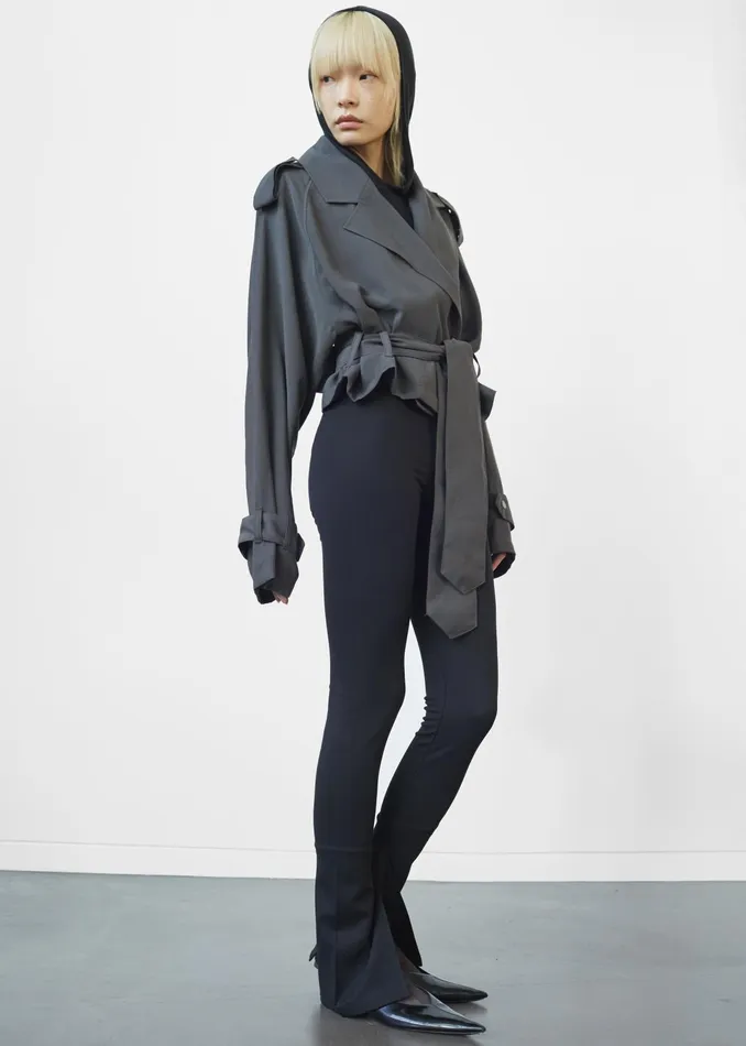 The Frankie Shop Outerwear Faven Cropped Trench 8211 Charcoal 8211 Women