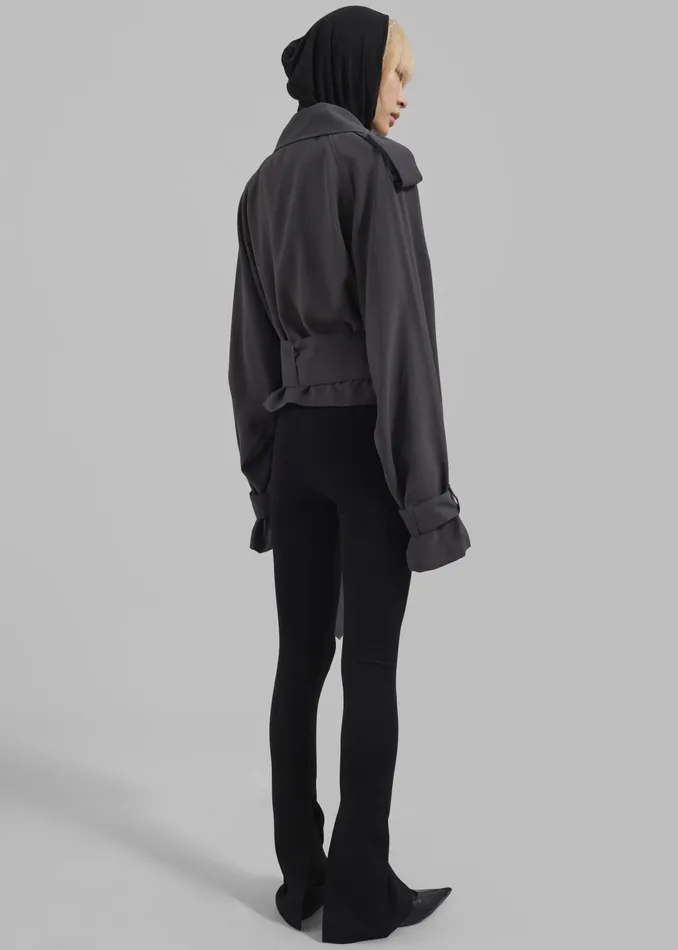 The Frankie Shop Outerwear Faven Cropped Trench 8211 Charcoal 8211 Women