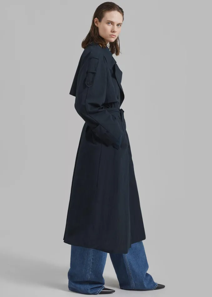 The Frankie Shop Outerwear Fitz Trench Coat 8211 Navy 8211 Women