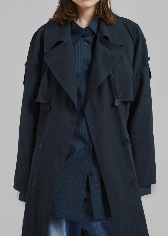 The Frankie Shop Outerwear Fitz Trench Coat 8211 Navy 8211 Women