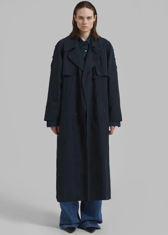 The Frankie Shop Outerwear Fitz Trench Coat 8211 Navy 8211 Women