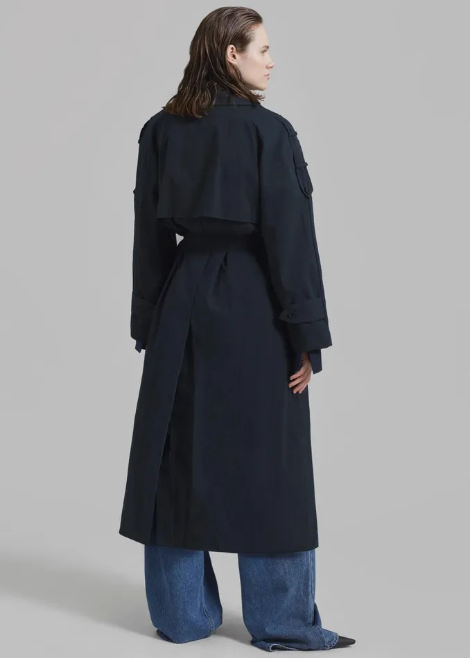The Frankie Shop Outerwear Fitz Trench Coat 8211 Navy 8211 Women