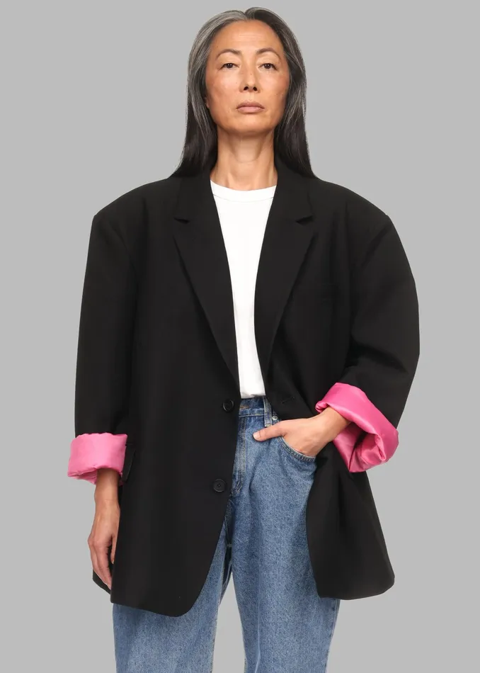 The Frankie Shop Outerwear Frankie Oversized Boyfriend Blazer X Barbie 8211 Black 8211 Women