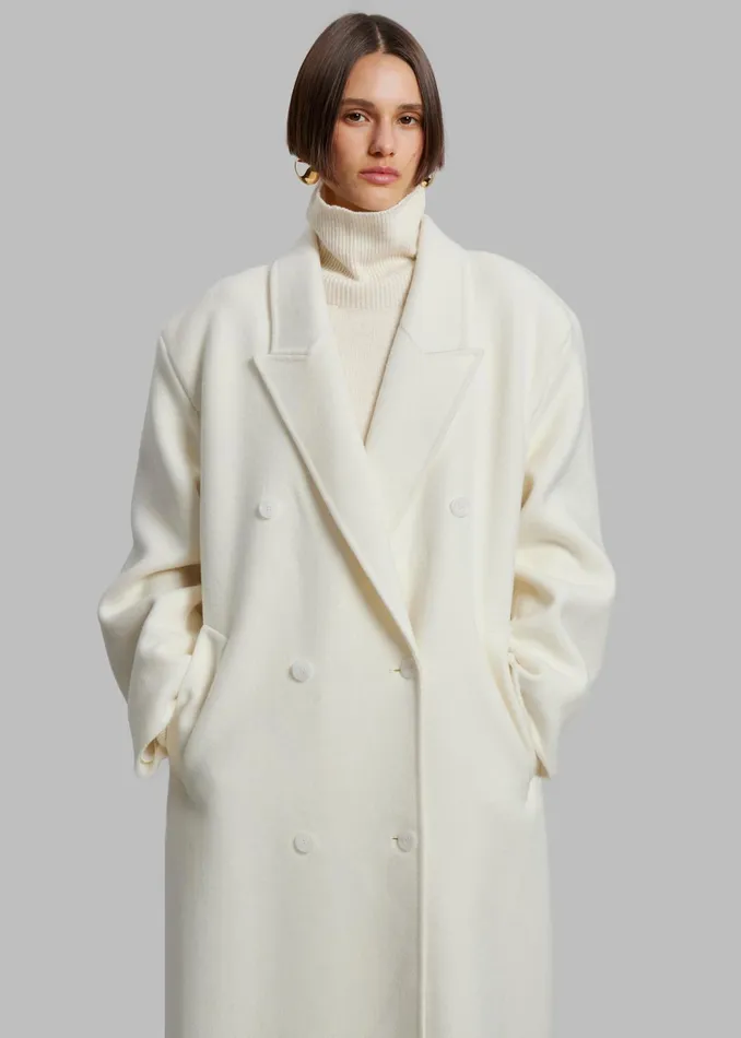 The Frankie Shop Outerwear Gaia Double Breasted Coat 8211 Ivory 8211 Women