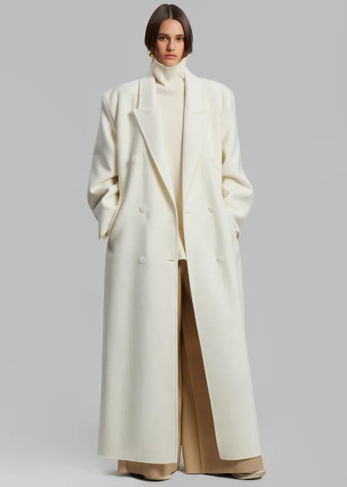 The Frankie Shop Outerwear Gaia Double Breasted Coat 8211 Ivory 8211 Women