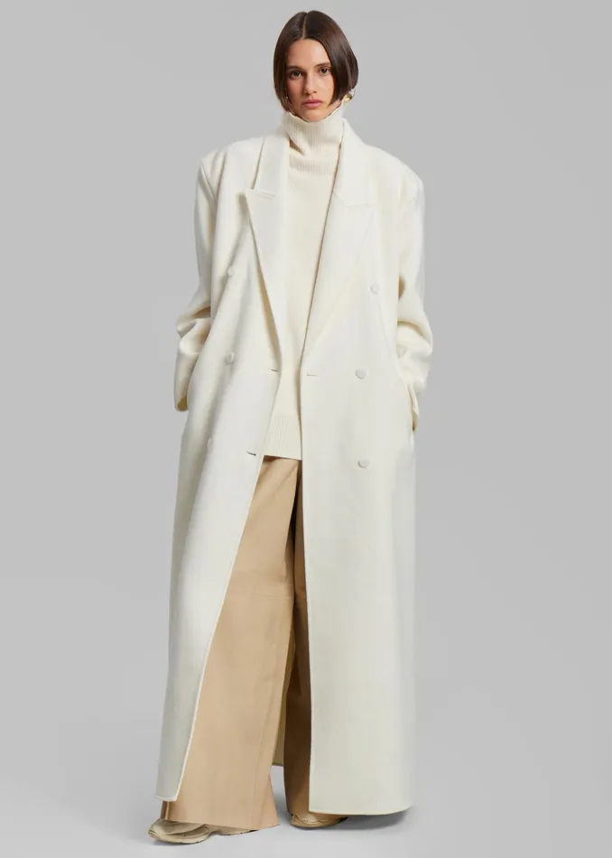 The Frankie Shop Outerwear Gaia Double Breasted Coat 8211 Ivory 8211 Women