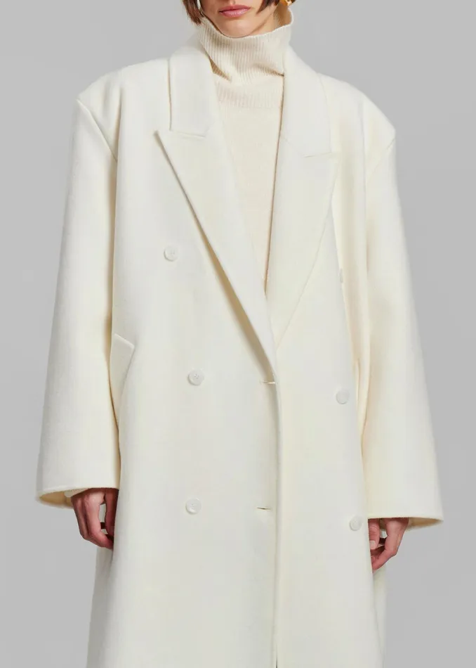 The Frankie Shop Outerwear Gaia Double Breasted Coat 8211 Ivory 8211 Women
