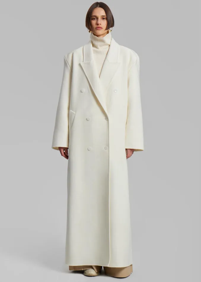 The Frankie Shop Outerwear Gaia Double Breasted Coat 8211 Ivory 8211 Women