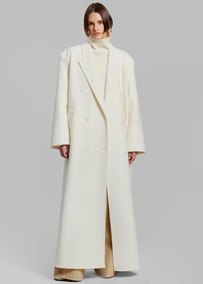 The Frankie Shop Outerwear Gaia Double Breasted Coat 8211 Ivory 8211 Women