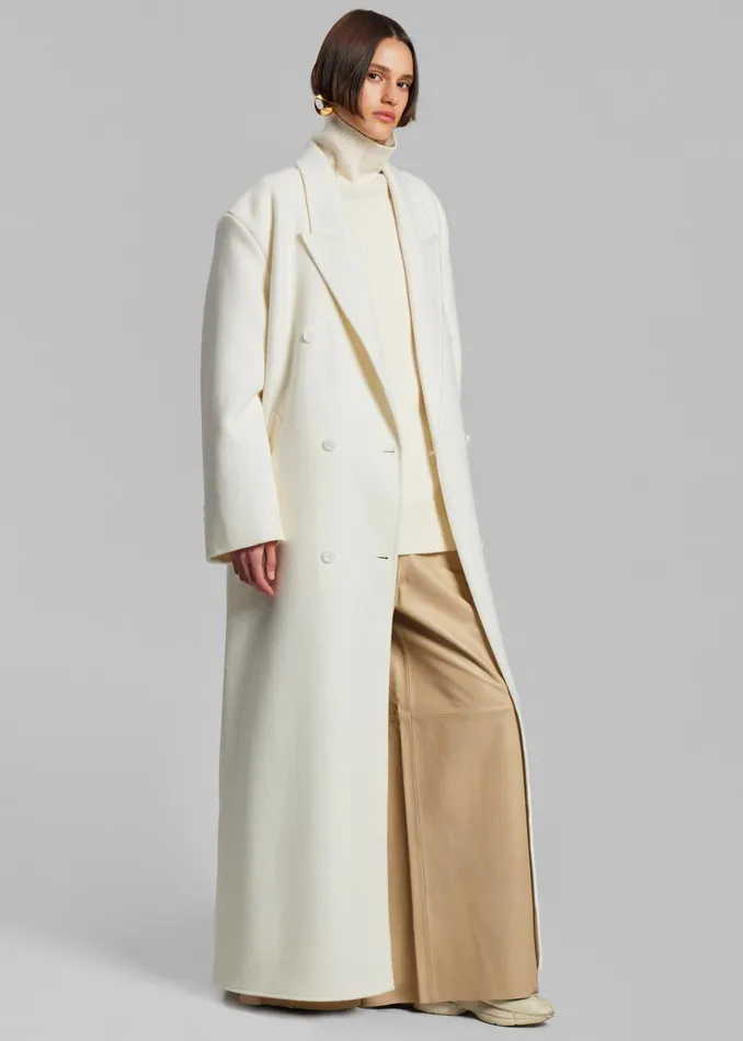 The Frankie Shop Outerwear Gaia Double Breasted Coat 8211 Ivory 8211 Women