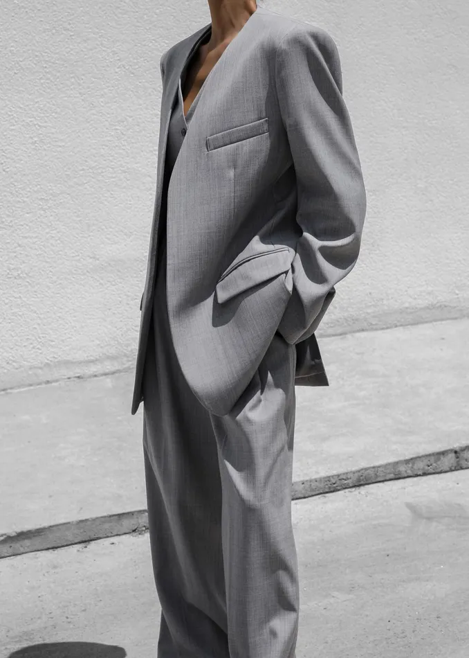 The Frankie Shop Outerwear Gillian Collarless Blazer 8211 Grey 8211 Women
