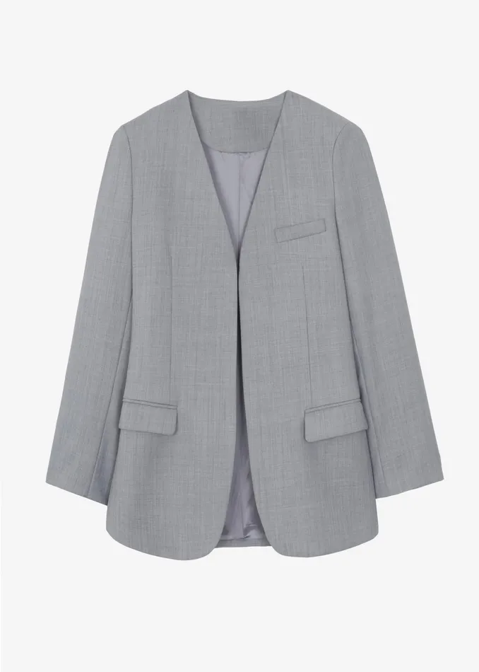 The Frankie Shop Outerwear Gillian Collarless Blazer 8211 Grey 8211 Women