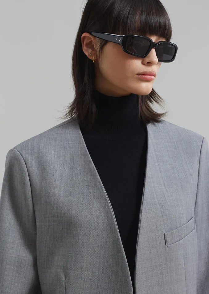 The Frankie Shop Outerwear Gillian Collarless Blazer 8211 Grey 8211 Women