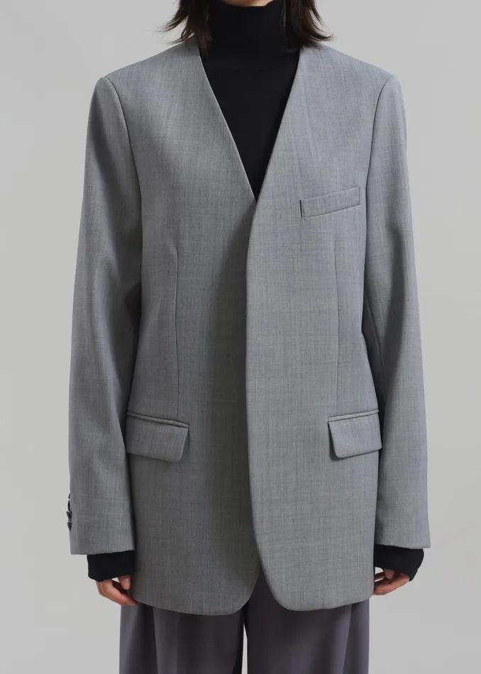 The Frankie Shop Outerwear Gillian Collarless Blazer 8211 Grey 8211 Women