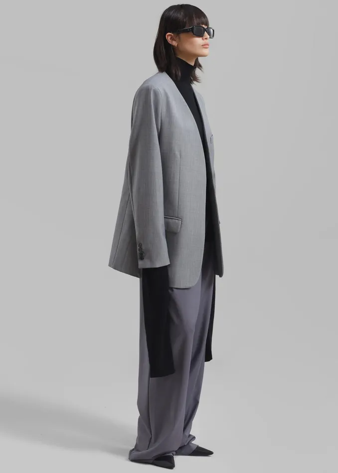 The Frankie Shop Outerwear Gillian Collarless Blazer 8211 Grey 8211 Women
