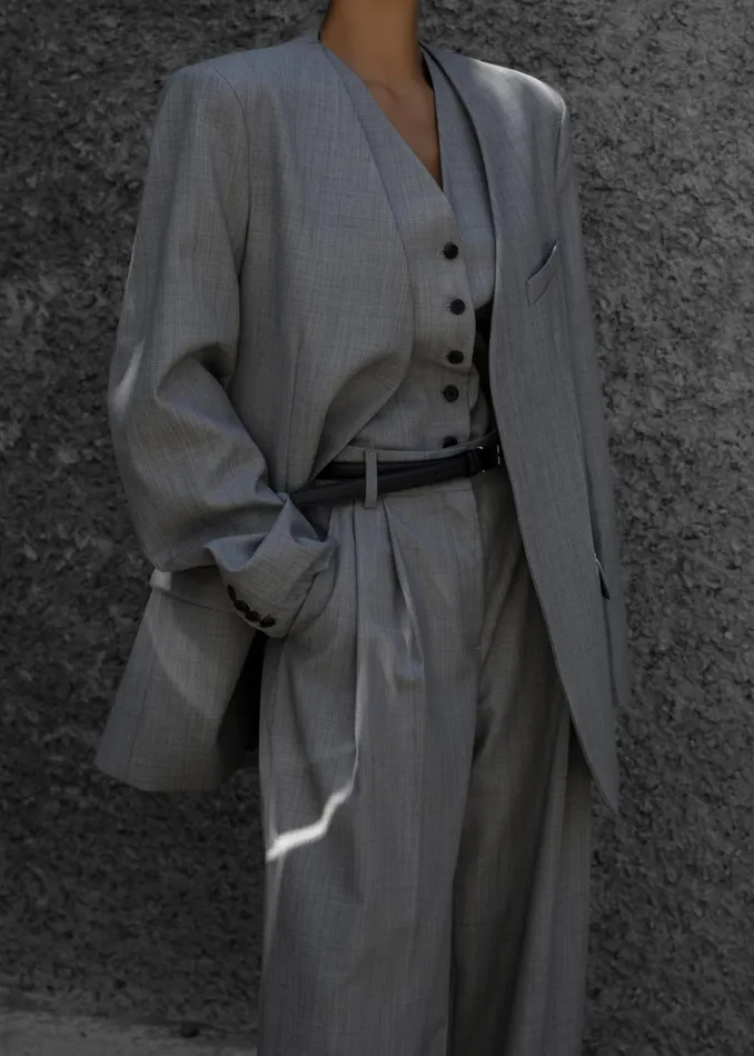 The Frankie Shop Outerwear Gillian Collarless Blazer 8211 Grey 8211 Women