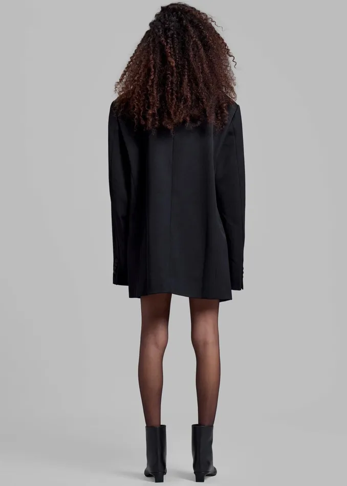 The Frankie Shop Outerwear Halle Satin Collar Blazer 8211 Black 8211 Women