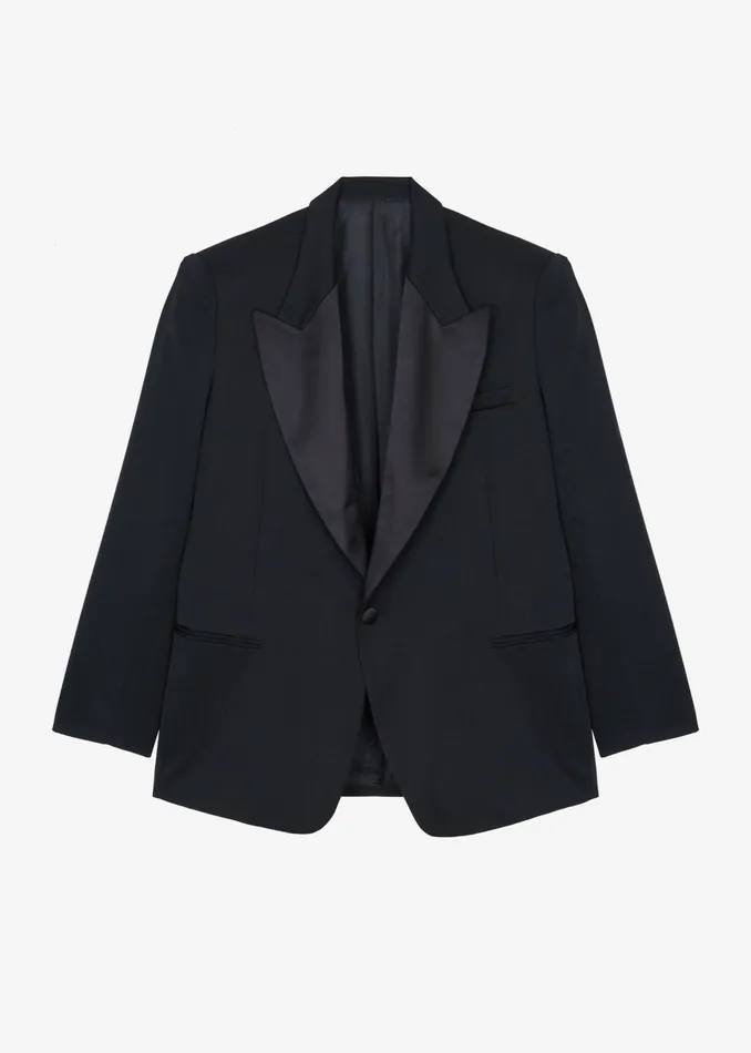 The Frankie Shop Outerwear Halle Satin Collar Blazer 8211 Black 8211 Women