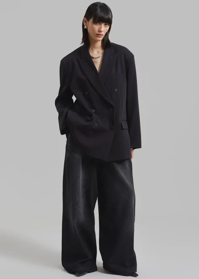 The Frankie Shop Outerwear Kelsey Double Breasted Blazer 8211 Black 8211 Women