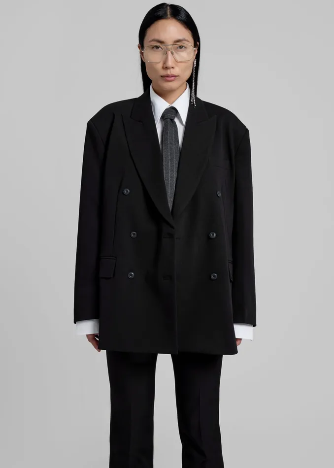 The Frankie Shop Outerwear Kelsey Double Breasted Blazer 8211 Black 8211 Women