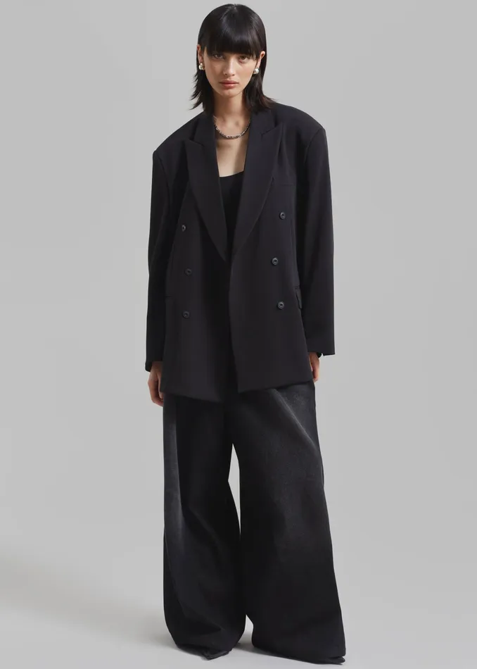 The Frankie Shop Outerwear Kelsey Double Breasted Blazer 8211 Black 8211 Women