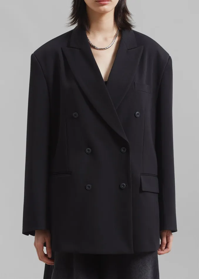 The Frankie Shop Outerwear Kelsey Double Breasted Blazer 8211 Black 8211 Women