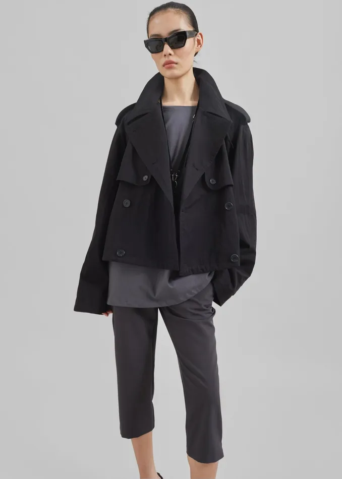 The Frankie Shop Outerwear Mads Cropped Trench 8211 Black 8211 Women