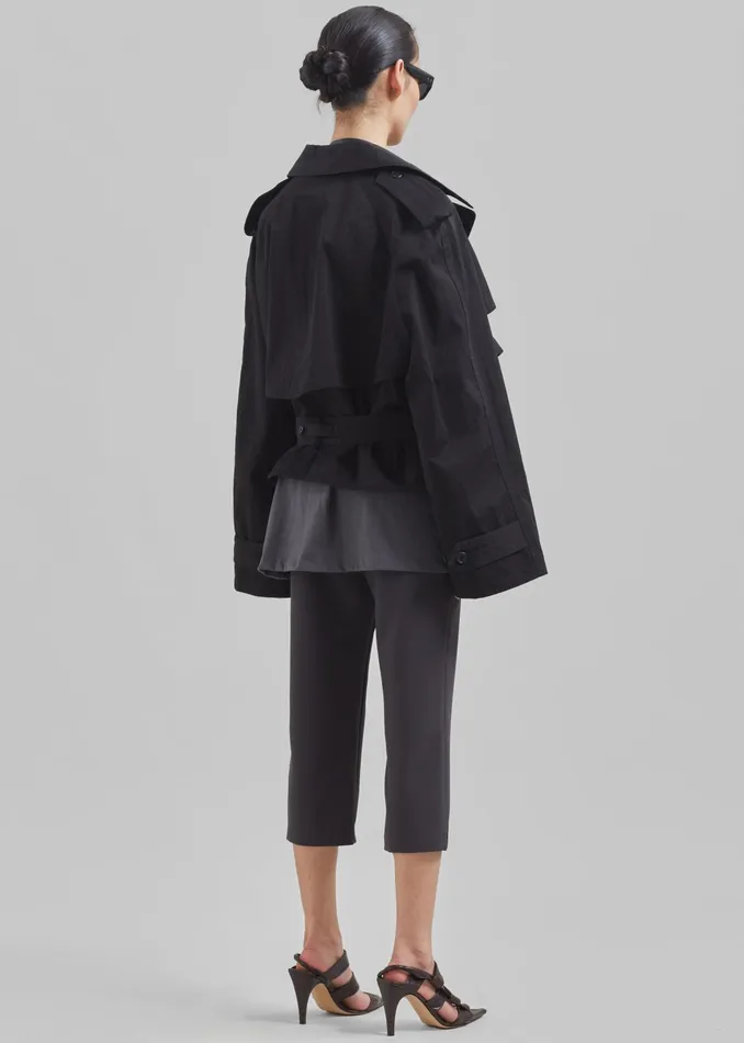 The Frankie Shop Outerwear Mads Cropped Trench 8211 Black 8211 Women