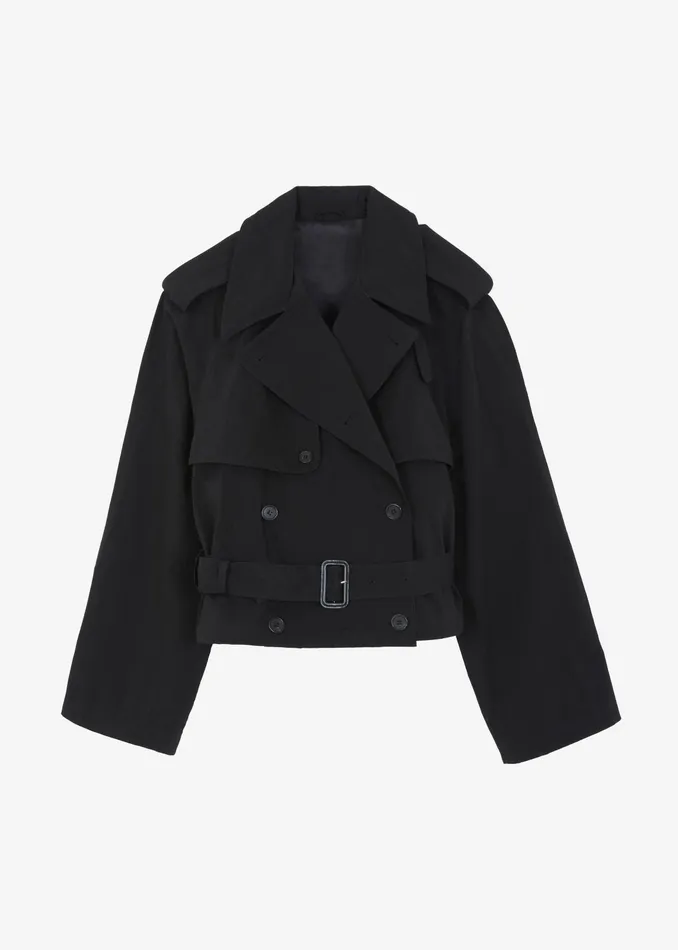 The Frankie Shop Outerwear Mads Cropped Trench 8211 Black 8211 Women