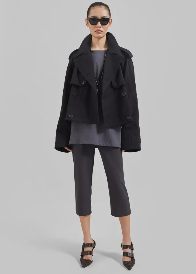 The Frankie Shop Outerwear Mads Cropped Trench 8211 Black 8211 Women