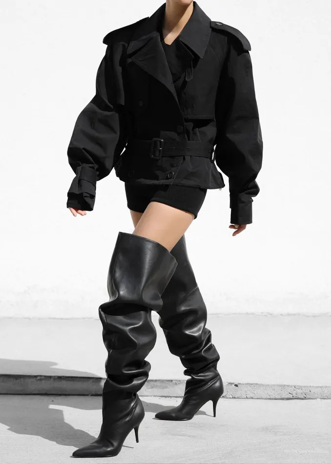 The Frankie Shop Outerwear Mads Cropped Trench 8211 Black 8211 Women