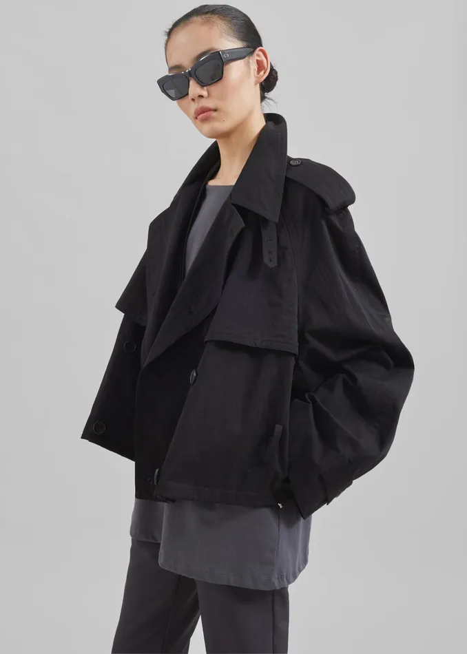 The Frankie Shop Outerwear Mads Cropped Trench 8211 Black 8211 Women