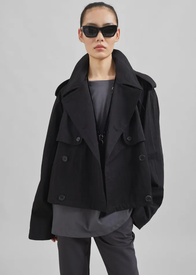 The Frankie Shop Outerwear Mads Cropped Trench 8211 Black 8211 Women