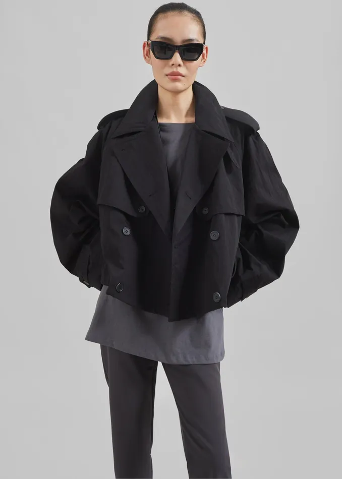 The Frankie Shop Outerwear Mads Cropped Trench 8211 Black 8211 Women