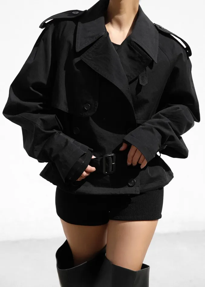 The Frankie Shop Outerwear Mads Cropped Trench 8211 Black 8211 Women