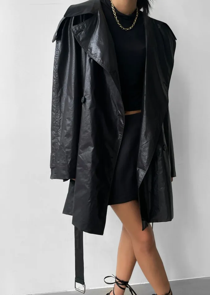 The Frankie Shop Outerwear Manila Oversized Trench 8211 Black 8211 Women