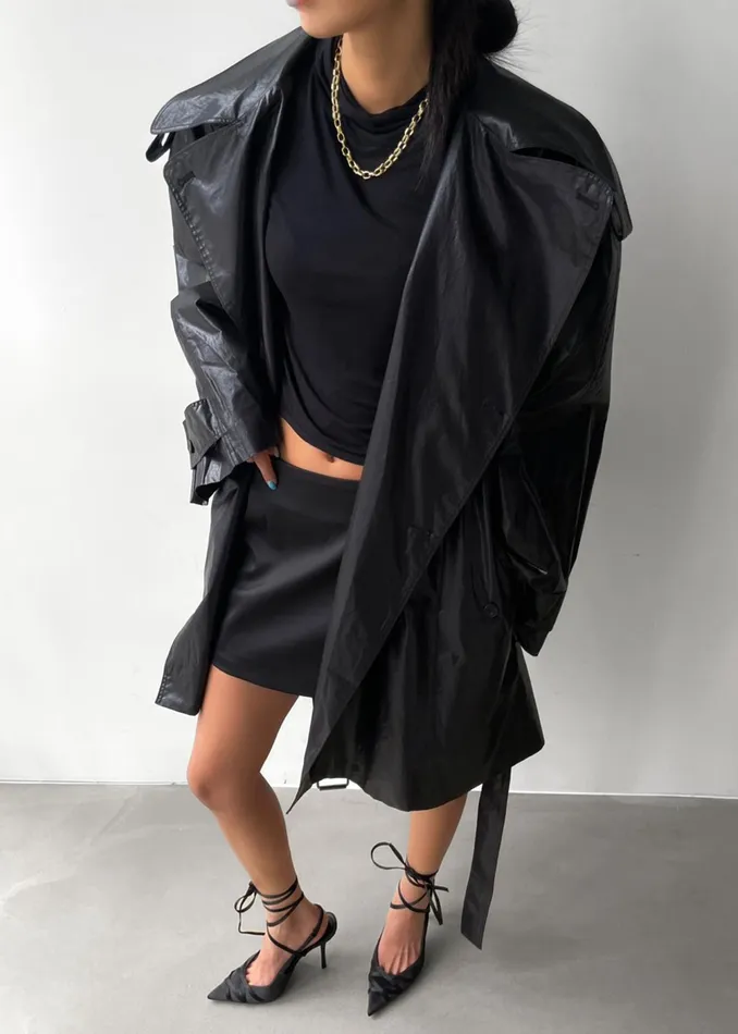 The Frankie Shop Outerwear Manila Oversized Trench 8211 Black 8211 Women