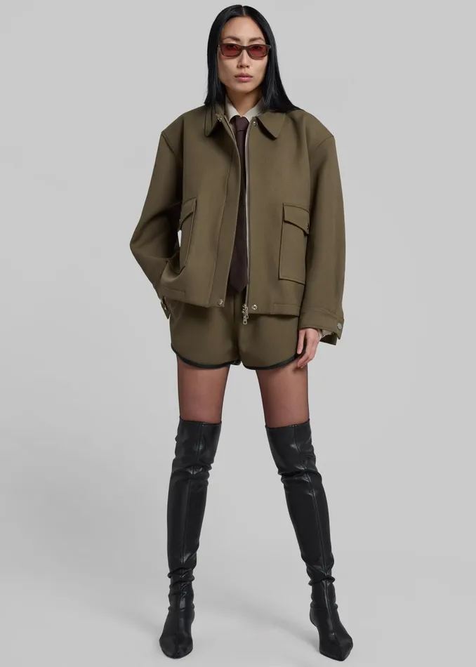 The Frankie Shop Outerwear Neri Cropped Jacket 8211 Khaki 8211 Women