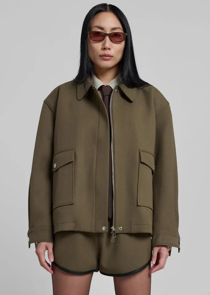 The Frankie Shop Outerwear Neri Cropped Jacket 8211 Khaki 8211 Women