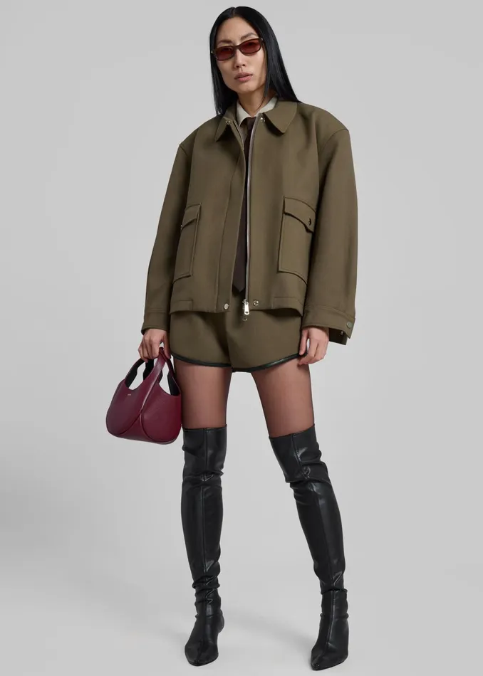 The Frankie Shop Outerwear Neri Cropped Jacket 8211 Khaki 8211 Women