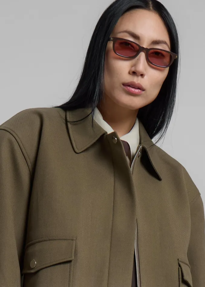 The Frankie Shop Outerwear Neri Cropped Jacket 8211 Khaki 8211 Women