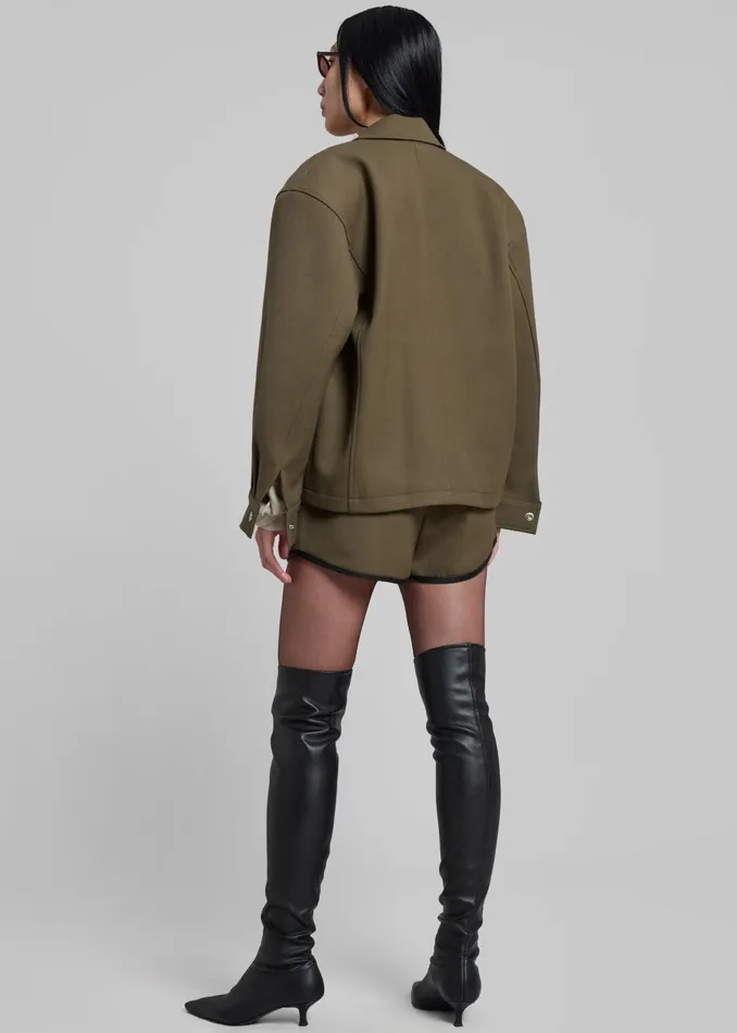 The Frankie Shop Outerwear Neri Cropped Jacket 8211 Khaki 8211 Women