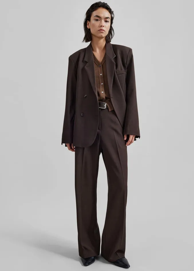 The Frankie Shop Outerwear Nisha Double Breasted Blazer 8211 Brown 8211 Women The Frankie Shop Outerwear Nisha Double Breasted Blazer 8211 Brown 8211 Women