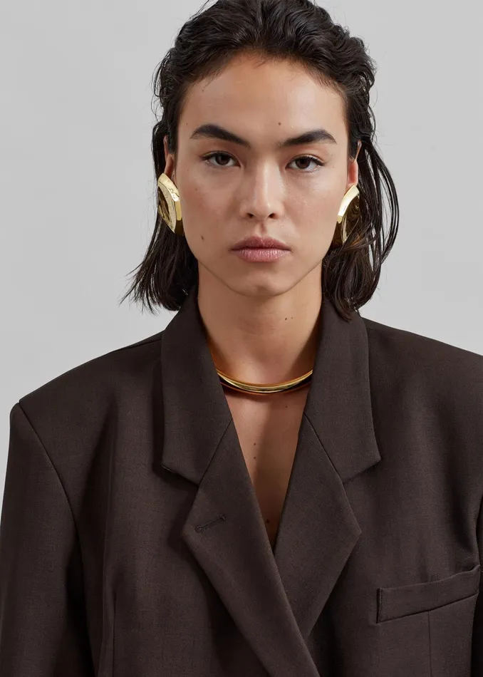 The Frankie Shop Outerwear Nisha Double Breasted Blazer 8211 Brown 8211 Women