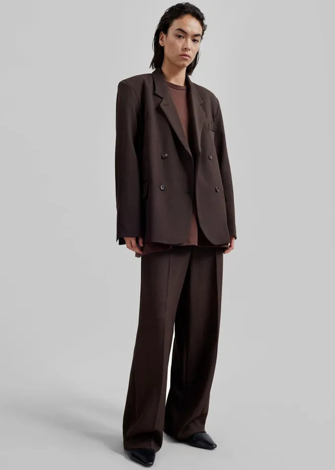 The Frankie Shop Outerwear Nisha Double Breasted Blazer 8211 Brown 8211 Women