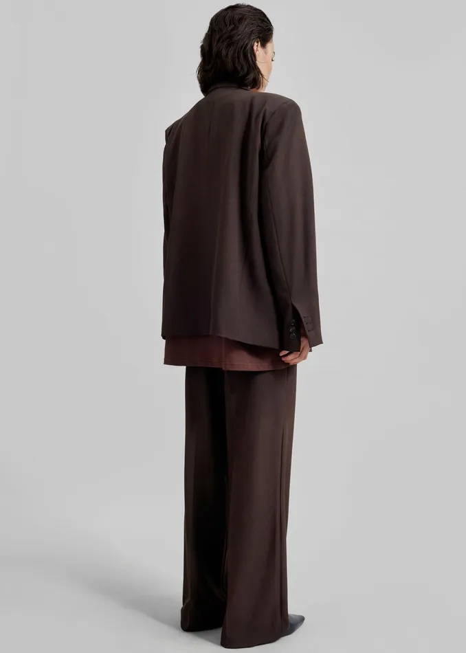 The Frankie Shop Outerwear Nisha Double Breasted Blazer 8211 Brown 8211 Women