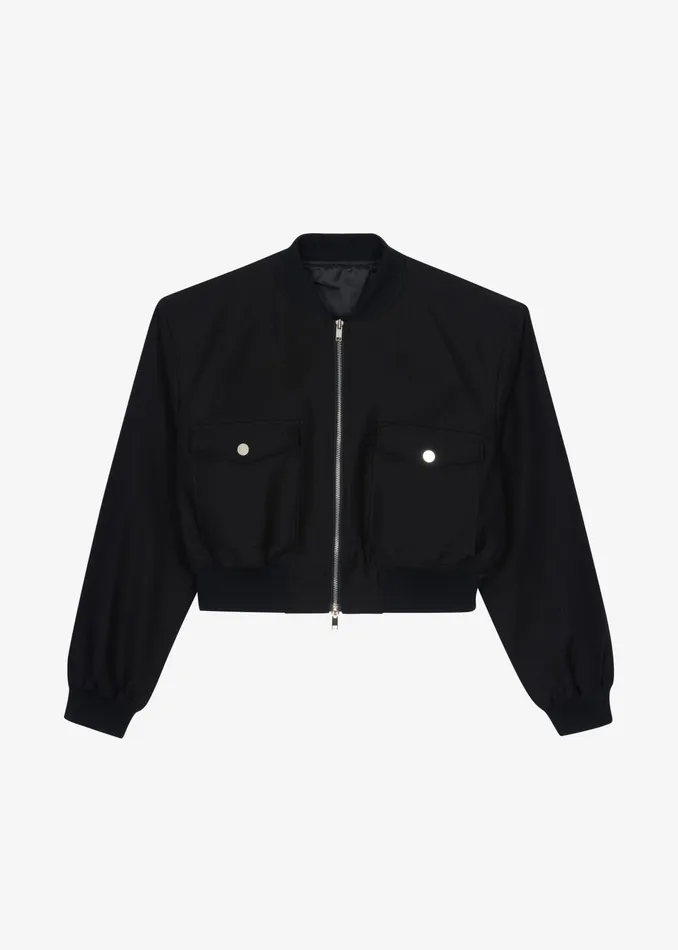 The Frankie Shop Outerwear Pomona Crop Bomber Jacket 8211 Black 8211 Women